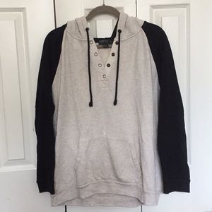 Forever 21+ Cream and Black Hoodie with Snaps